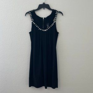 Sexy Black Dress, Uniqe Mesh, Studded Neckline, Size 8